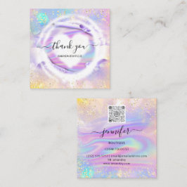 Professionele Boutique Winkelnaam Heart Holographi Vierkante Visitekaartje