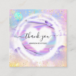 Professionele Boutique Winkelnaam Heart Holographi Vierkante Visitekaartje