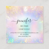 Professionele Boutique Winkelnaam Holograaf Glitte Vierkante Visitekaartje (Achterkant)