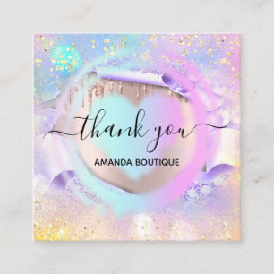 Professionele Boutique Winkelroze Heart Holograaf Vierkante Visitekaartje