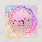 Professionele Boutique Winkelroze Holograaf Vierkante Visitekaartje (Voorkant)