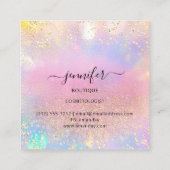 Professionele Boutique Winkelroze Holograaf Vierkante Visitekaartje (Achterkant)