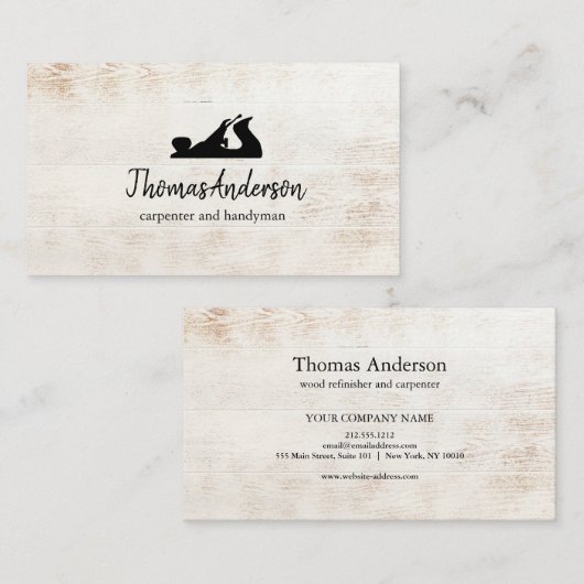 Professionele Bouw en Timmerman Houten Vliegtuig Visitekaartje (Voorkant / Achterkant)