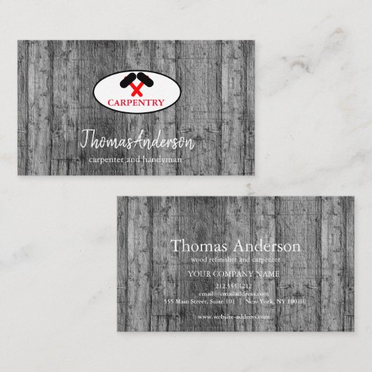 Professionele Bouw en Timmerman Houten Vliegtuig Visitekaartje (Voorkant / Achterkant)