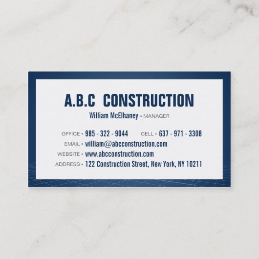 Professionele bouwbedrijf huis blauwdruk visitekaartje (Achterkant)