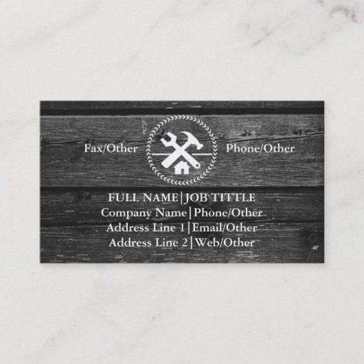 Professionele Bouwer Timmerman Gereedschap Houtbew Visitekaartje (Voorkant)