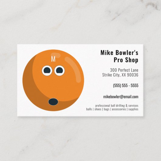 Professionele Bowling Pro-winkel | Oranje Ball Visitekaartje (Voorkant)