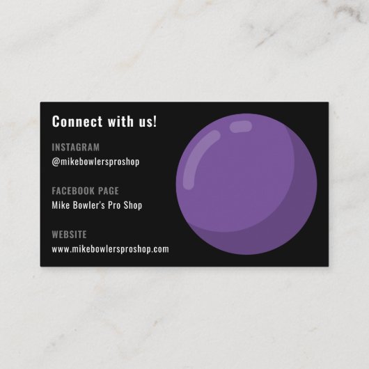 Professionele Bowling Pro-winkel | Zwart Visitekaartje (Achterkant)