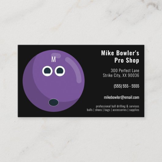 Professionele Bowling Pro-winkel | Zwart Visitekaartje (Voorkant)