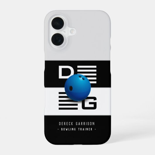 Professionele bowlingtrainer | Initialen Deep Blue iPhone 16 Hoesje (Achterkant)