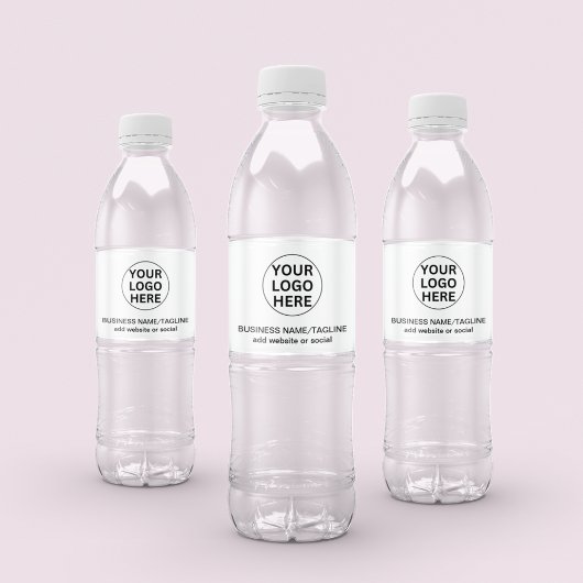 Professionele Branded Business Logo Zwart & Wit Waterfles Etiket