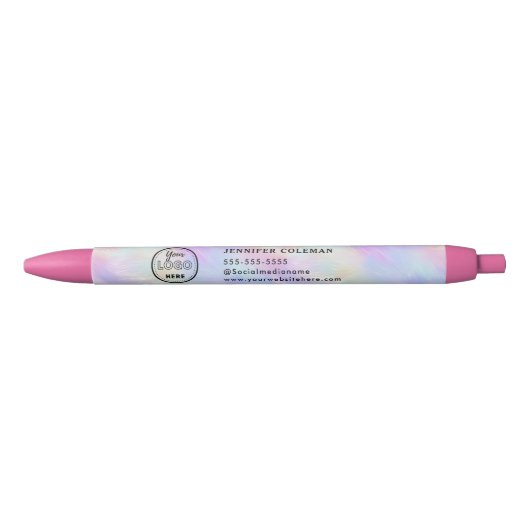 Professionele Branding Iridescent Opal Stijlvolle Zwarte Inkt Pen (Voorkant)