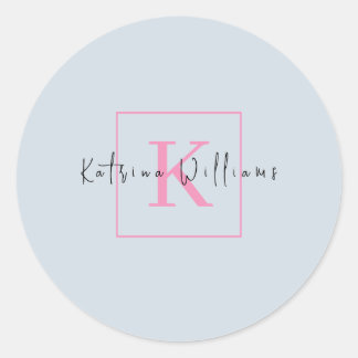 Professionele Branding Logo Navy Roze Monogram Ronde Sticker