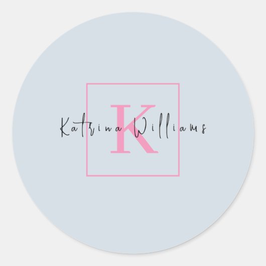 Professionele Branding Logo Navy Roze Monogram Ronde Sticker (Voorkant)