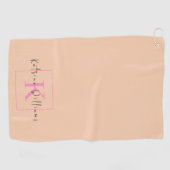 Professionele Branding Logo Oranje Roze Monogram Golfhanddoek (Horizontaal)