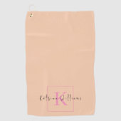 Professionele Branding Logo Oranje Roze Monogram Golfhanddoek (Voorkant)