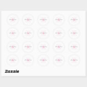 Professionele Branding Logo Roze Script Monogram Ronde Sticker (Vel)