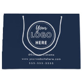 Professionele branding minimalistische marineblauw groot cadeauzakje (Voorkant)