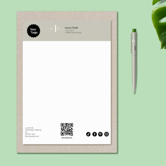 Professionele Branding Modern Minimalistisch Grijs Briefhoofd (Professional Branding Modern Minimalist Gray Letterhead)