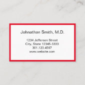 Professionele Bright Red en White Doctor's Kantoor Afsprakenkaartje (Achterkant)