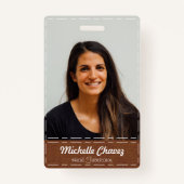 Professionele Brow White gestikte lederen foto Badge (Voorkant)