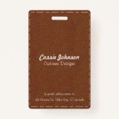 Professionele Brow White gestikte lederen foto Badge (Achterkant)