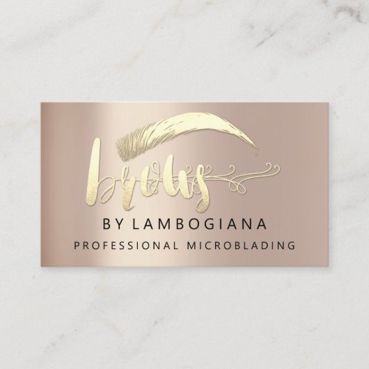 Professionele Brows Gold Grey Logo sociale media F Visitekaartje (Voorkant)