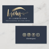 Professionele Brows Gold Logo Microblading Busines Visitekaartje (Voorkant / Achterkant)