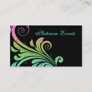 Professionele bruiloft Elegant Glitter Leaf Swirl Visitekaartje