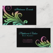 Professionele bruiloft Elegant Glitter Leaf Swirl Visitekaartje (Voorkant / Achterkant)