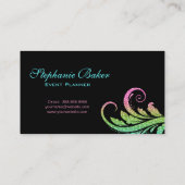 Professionele bruiloft Elegant Glitter Leaf Swirl Visitekaartje (Achterkant)