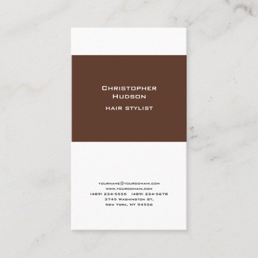 Professionele, bruin-witte, eenvoudige haarstijlli visitekaartje (Voorkant)