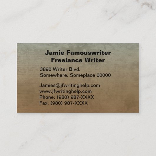 Professionele bruine Abstracte Freelancer Auteur Visitekaartje (Achterkant)