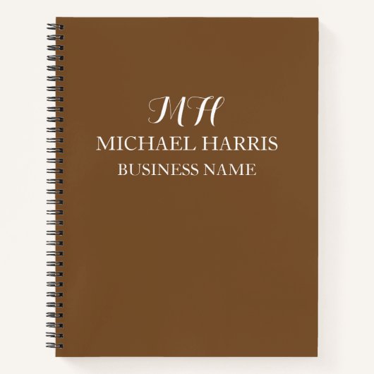 Professionele bruine monogram initiële zakelijke notitieboek (Voorkant)