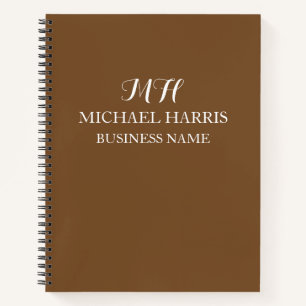 Professionele bruine monogram initiële zaken notitieboek