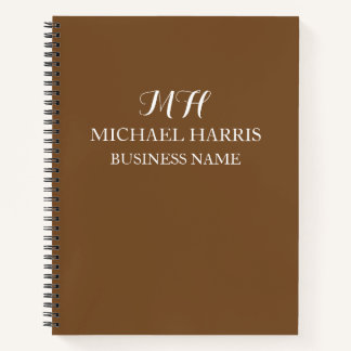 Professionele bruine monogram initiële zaken notitieboek