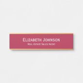 Professionele Business Kantoor Naam Titel Magenta Deurbordje (Voorkant)