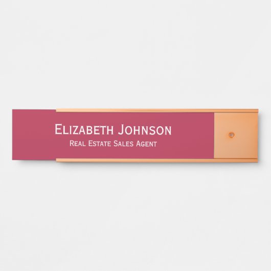 Professionele Business Kantoor Naam Titel Magenta Deurbordje (Voorkant)