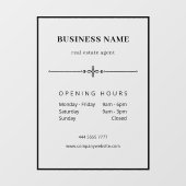 Professionele Business Kantoor zwarte openingstijd Raamsticker (Vel)