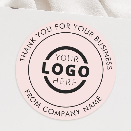Professionele Business Logo Blush Pink Bedankt Ronde Sticker
