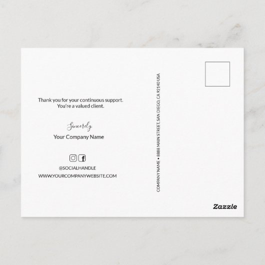 Professionele Business Logo Corporate Zwart wit Briefkaart (Achterkant)