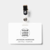 Professionele Business Logo L Medewerker ID Wit Badge (Voorkant met clip)