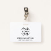 Professionele Business Logo L Medewerker ID Wit Badge (Voorkant met clip)