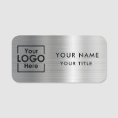 Professionele Business Logo Medewerker Naam Zilver Naamplaatje (Voorkant)