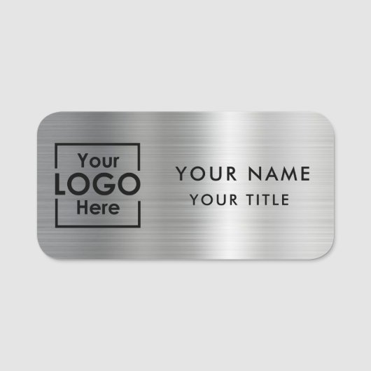 Professionele Business Logo Medewerker Naam Zilver Naamplaatje (Voorkant)