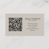 Professionele Business Logo Soft Taupe QR-code Visitekaartje (Achterkant)