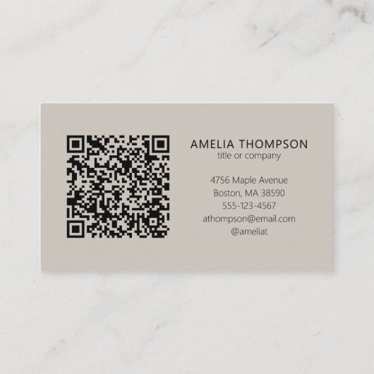 Professionele Business Logo Soft Taupe QR-code Visitekaartje (Achterkant)