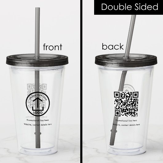 Professionele Business Logo Tekst Promo QR-code Acryl Drinkbeker