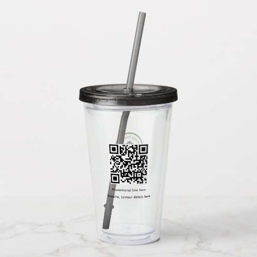 Professionele Business Logo Tekst Promo QR-code Acryl Drinkbeker (Achterkant)