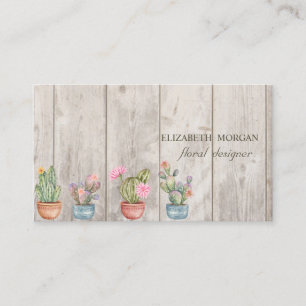 Professionele Cactus,Bloemen,Hout Textuur Visitekaartje